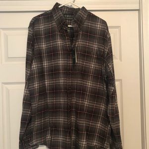 Flannel hunter green plaid men’s button down shirt